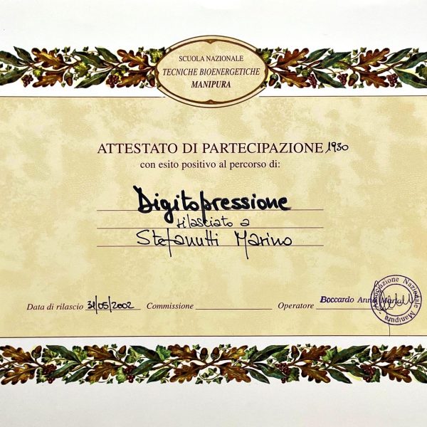 Attestato Digitopressione