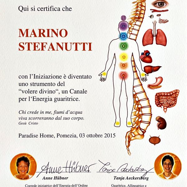 Certificato di Guaritore Spirituale di 3° Livello